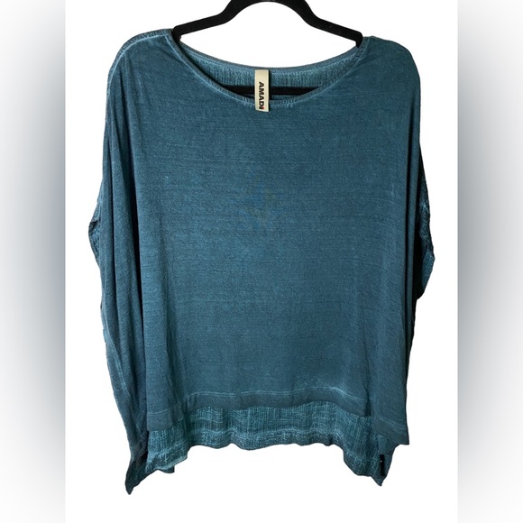 Anthropologie Tops - Amadi | XS/S Teal Dolman Short Sleeve Linen Blend Top